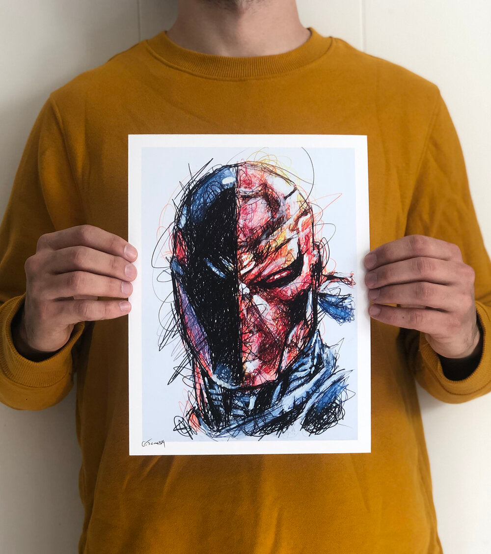 Death Stroke Ballpoint Pen Scribble Art Print-Cody James by Cody