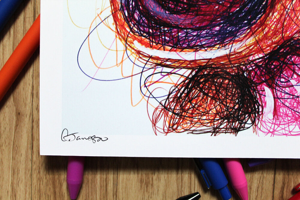 Dixie Kong Ballpoint Pen Scribble Art Print-Cody James by Cody