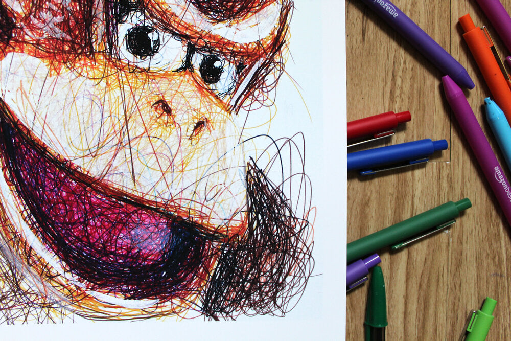 Donkey Kong Ballpoint Pen Scribble Art Print-Cody James by Cody