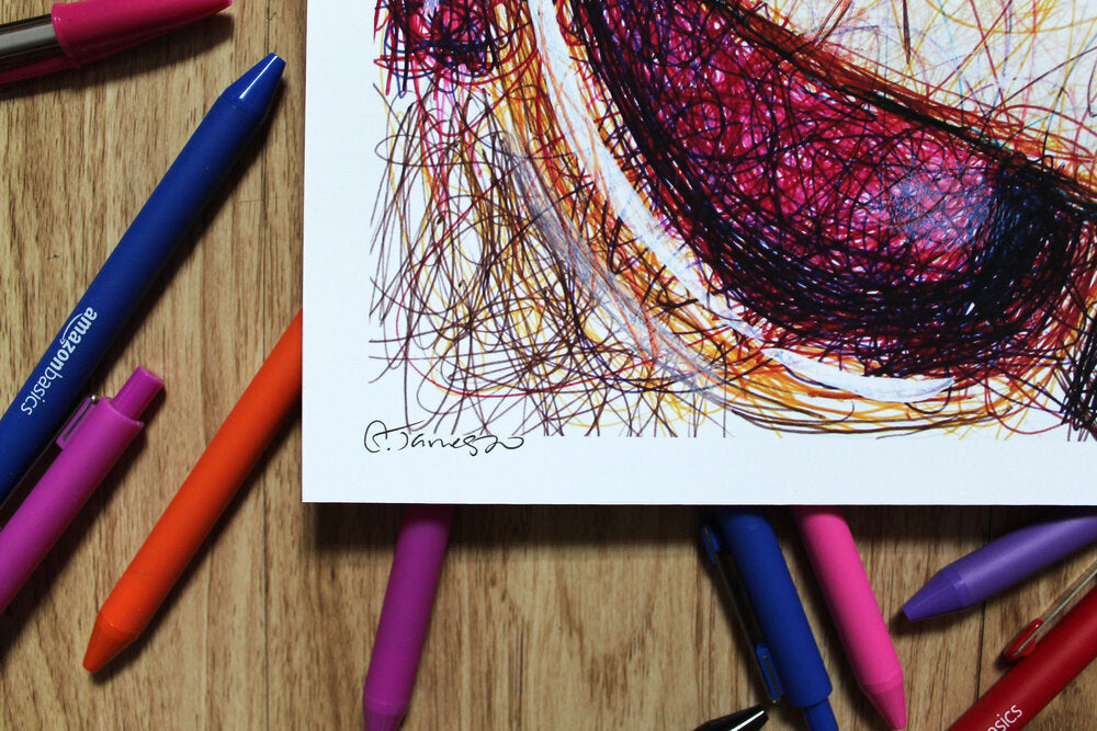Donkey Kong Ballpoint Pen Scribble Art Print-Cody James by Cody
