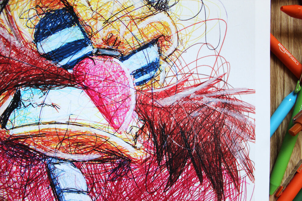 Dr. Robotnik Ballpoint Pen Scribble Art Print-Cody James by Cody