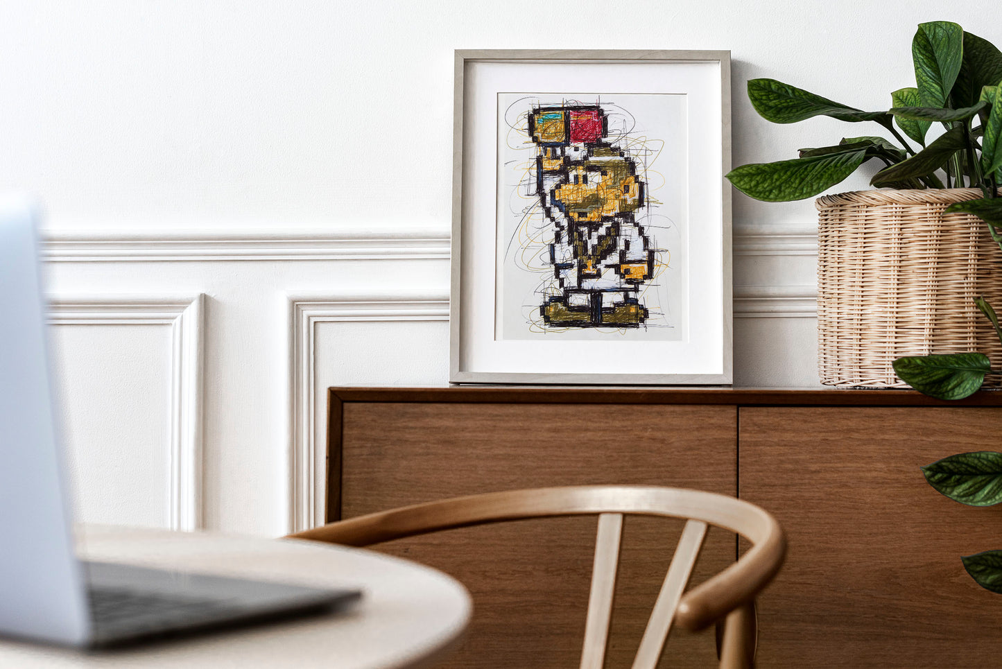 Dr. Mario Ballpoint Pen Scribble Art Print