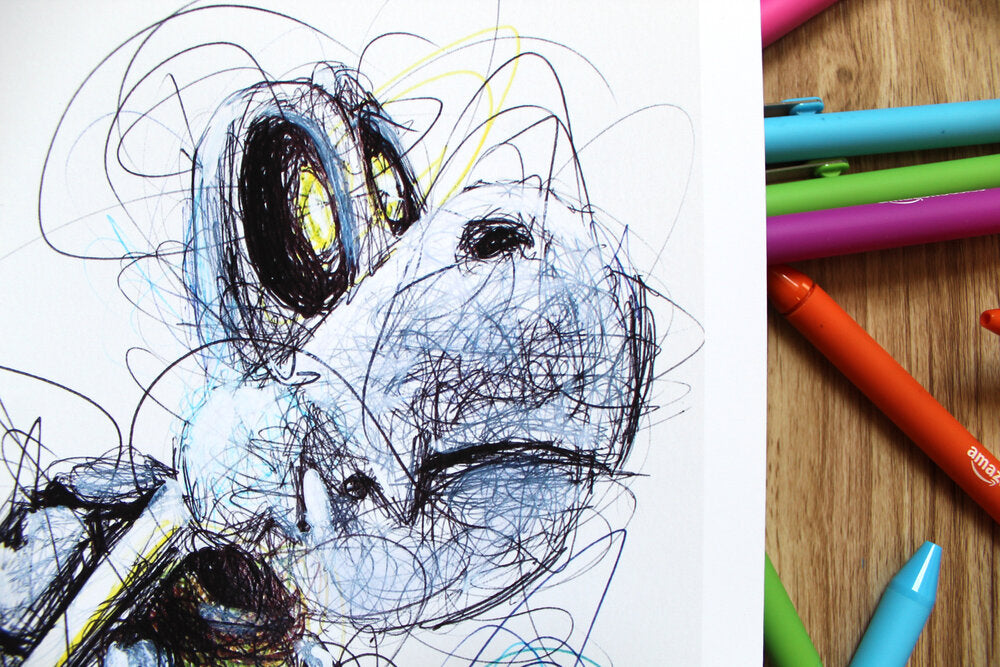 Dry Bones Ballpoint Pen Scribble Art Print-Cody James by Cody