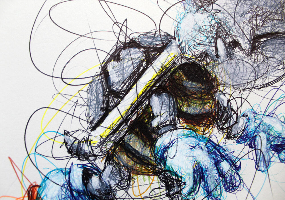 Dry Bones Ballpoint Pen Scribble Art Print-Cody James by Cody
