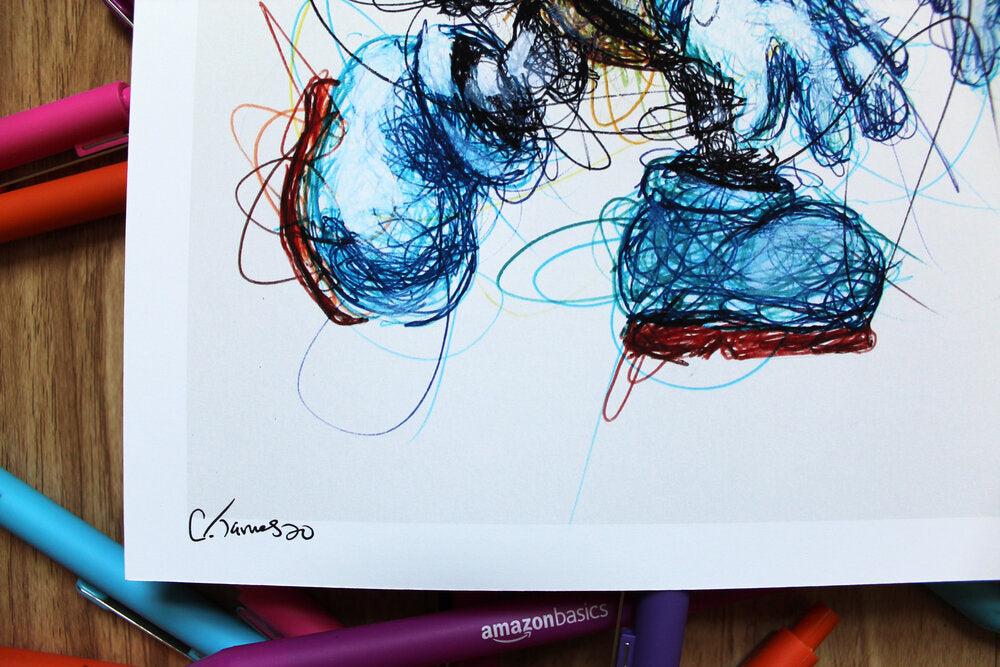 Dry Bones Ballpoint Pen Scribble Art Print-Cody James by Cody