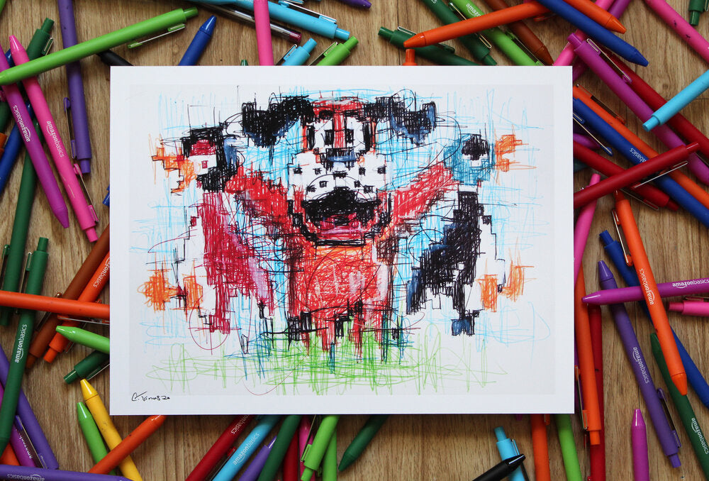 Duck Hunt Dog Ballpoint Pen Scribble Art Print-Cody James by Cody