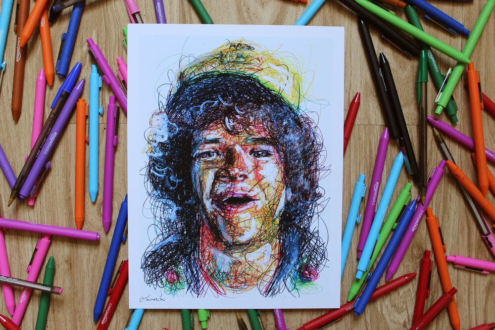 Dustin Ballpoint Pen Scribble Art Print-Cody James by Cody