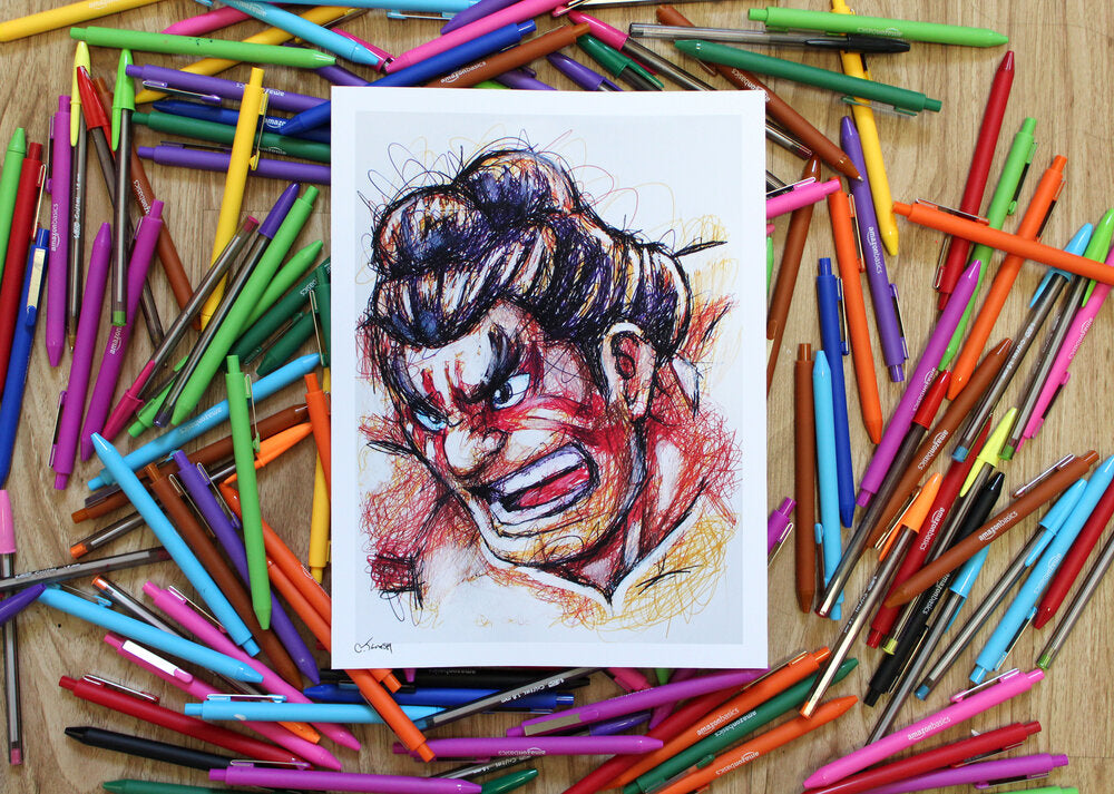 E. Honda Ballpoint Pen Scribble Art Print-Cody James by Cody