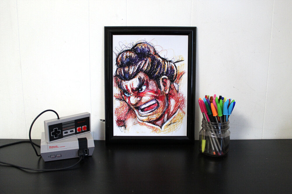 E. Honda Ballpoint Pen Scribble Art Print-Cody James by Cody