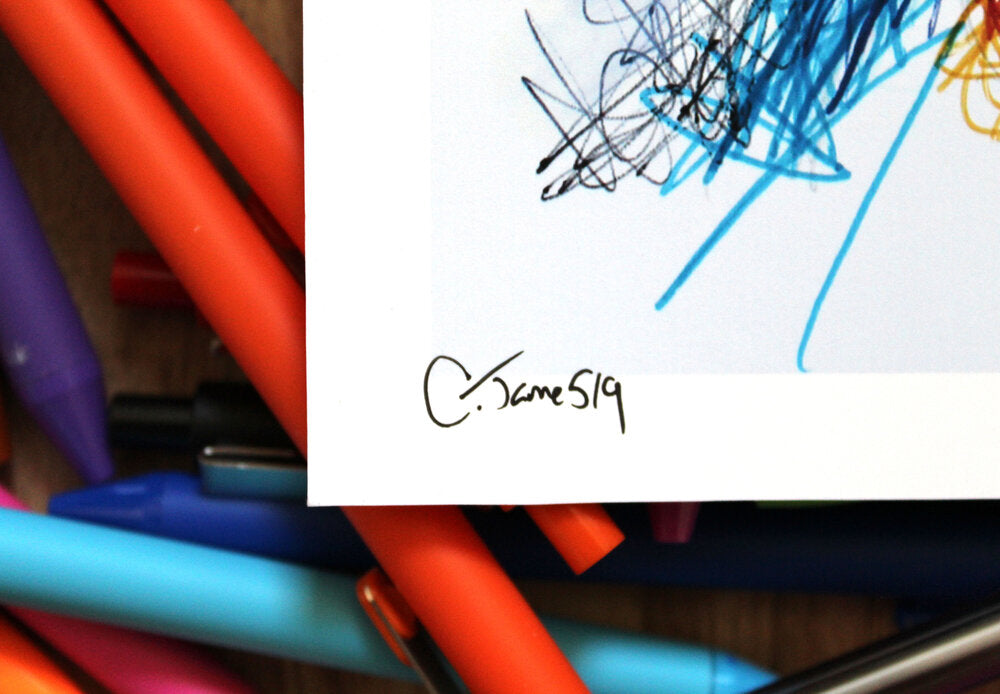 Earth Worm Ballpoint Pen Scribble Art Print-Cody James by Cody