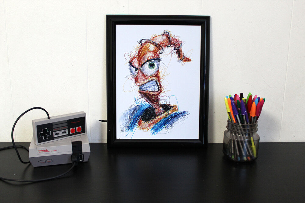 Earth Worm Ballpoint Pen Scribble Art Print-Cody James by Cody