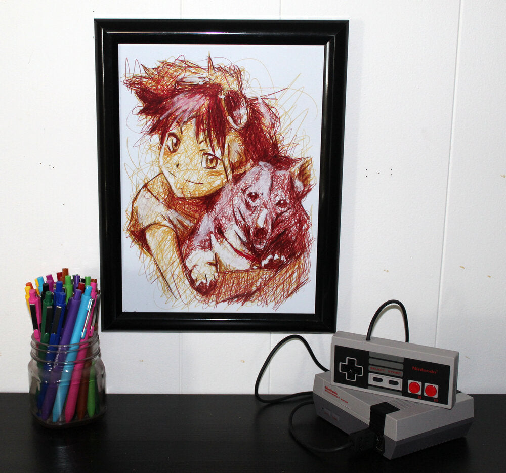 Edward Ballpoint Pen Scribble Art Print-Cody James by Cody