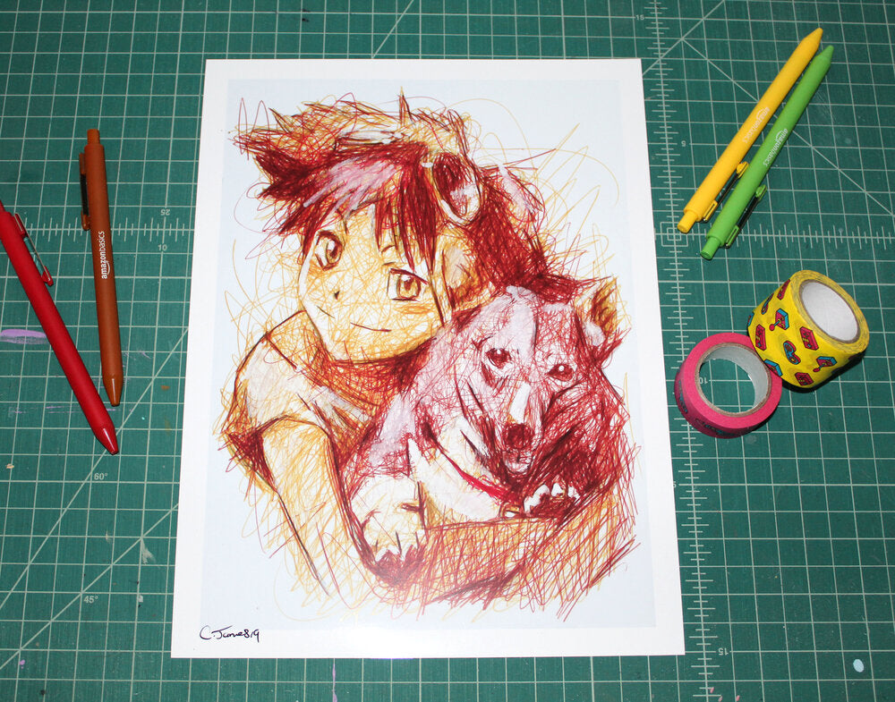 Edward Ballpoint Pen Scribble Art Print-Cody James by Cody