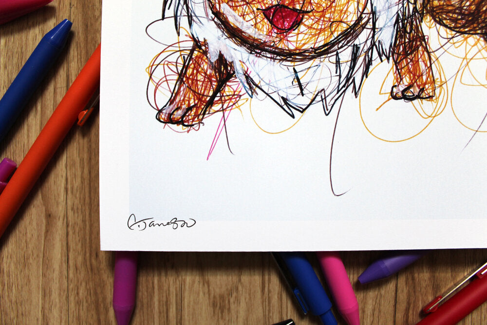 Eevee Ballpoint Pen Scribble Art Print-Cody James by Cody