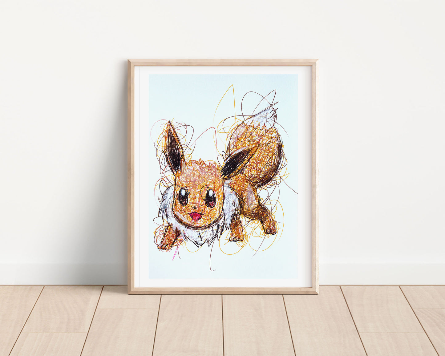 Eevee Ballpoint Pen Scribble Art Print