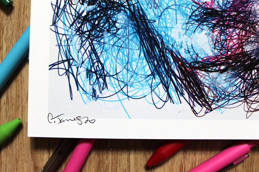 Ellie Ballpoint Pen Scribble Art Print-Cody James by Cody