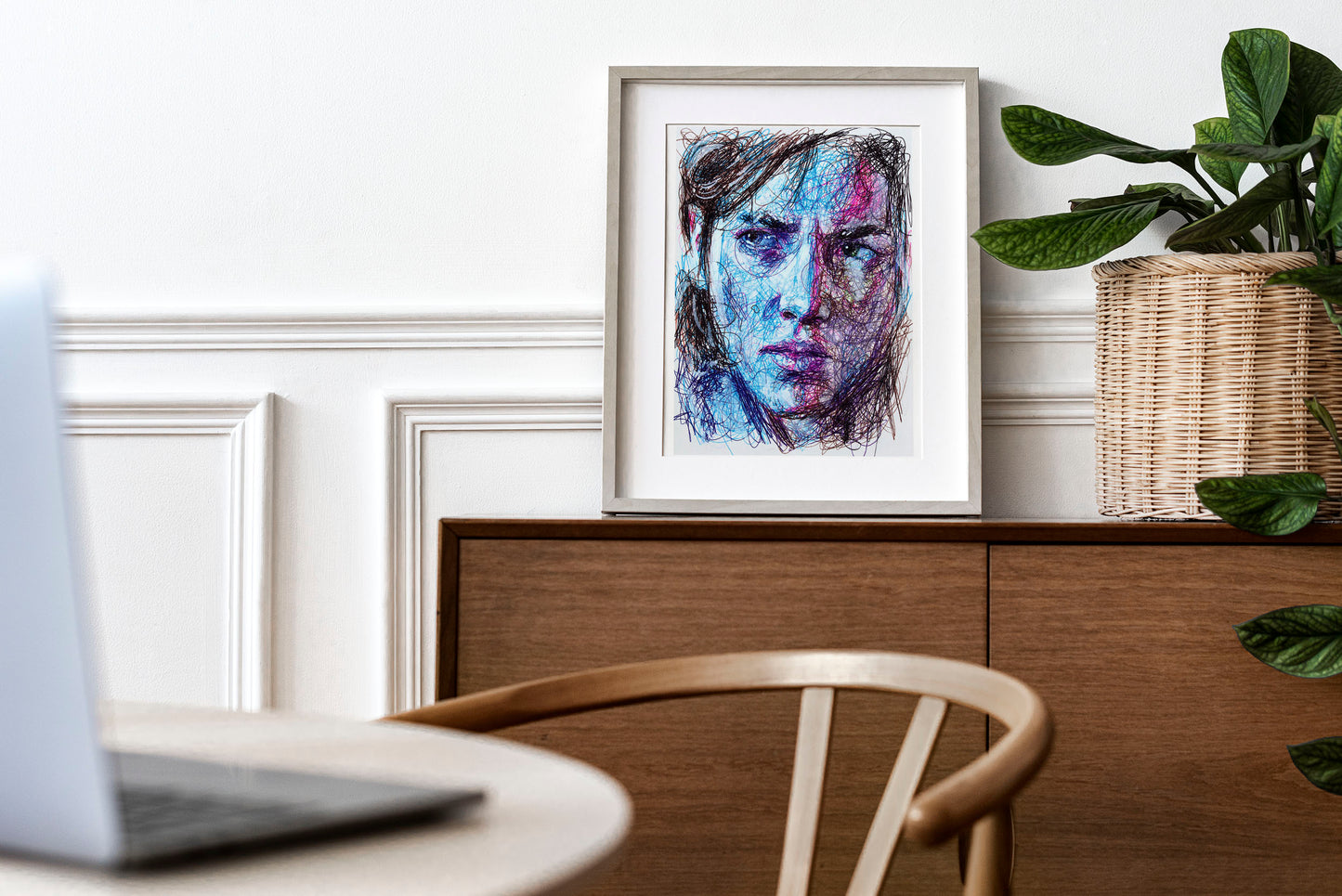 Ellie Ballpoint Pen Scribble Art Print