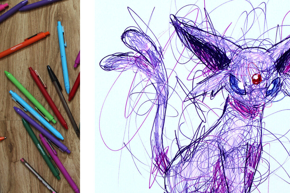Espeon Ballpoint Pen Scribble Art Print-Cody James by Cody