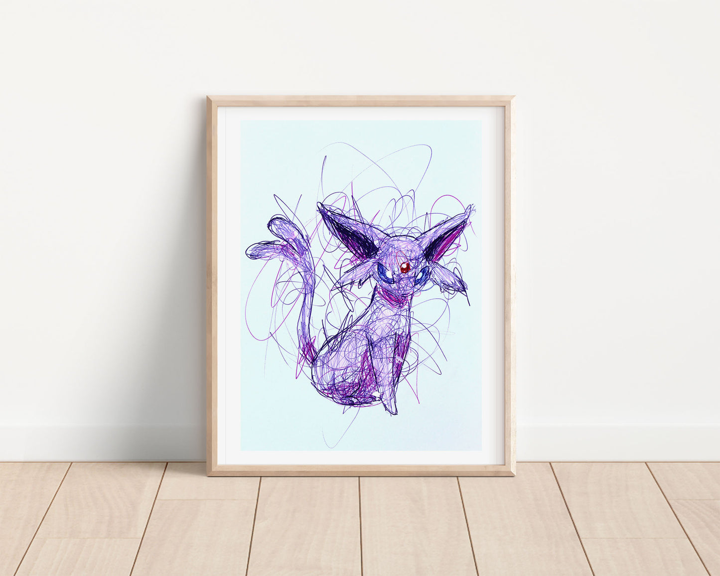 Espeon Ballpoint Pen Scribble Art Print