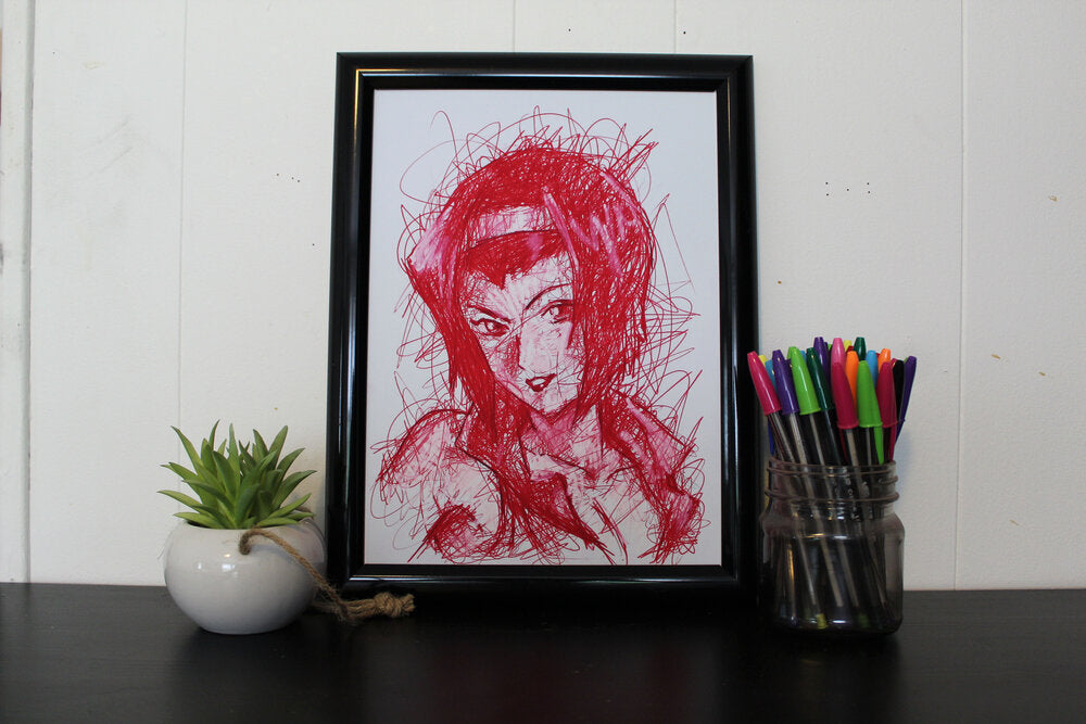 Faye Ballpoint Pen Scribble Art Print-Cody James by Cody