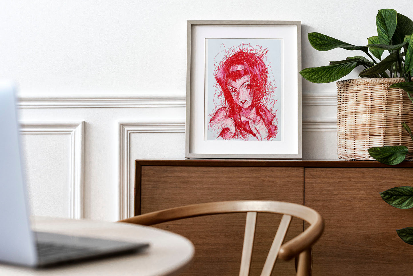 Faye Ballpoint Pen Scribble Art Print