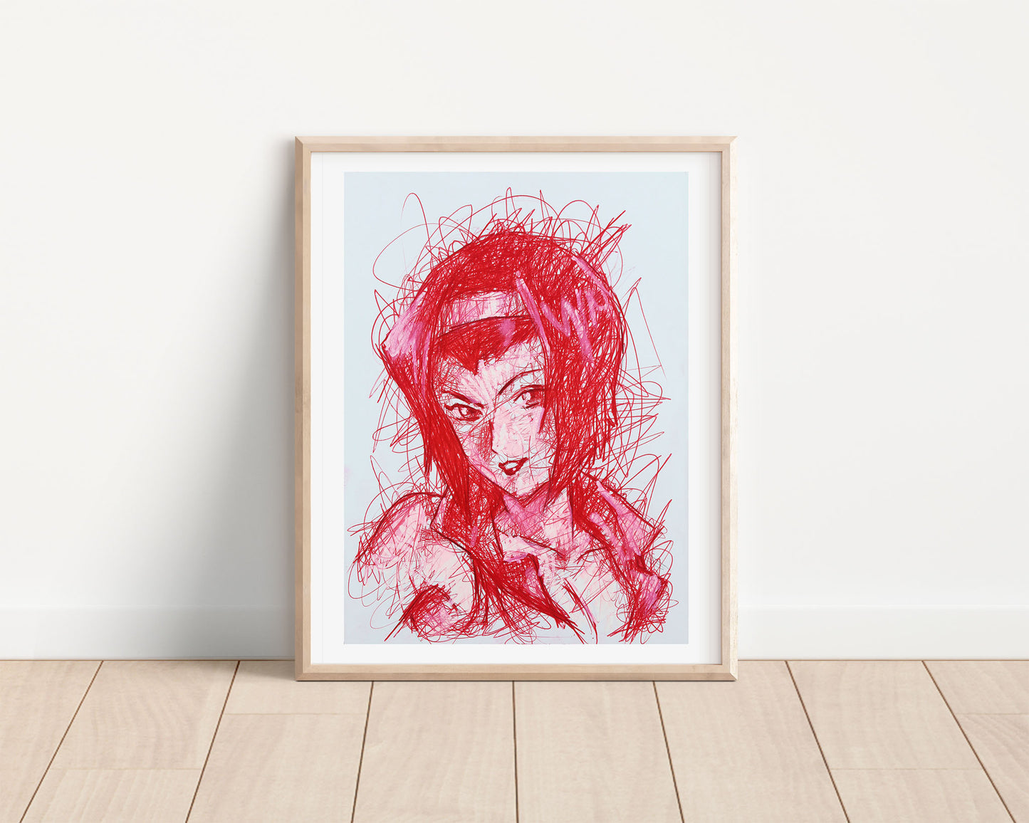 Faye Ballpoint Pen Scribble Art Print