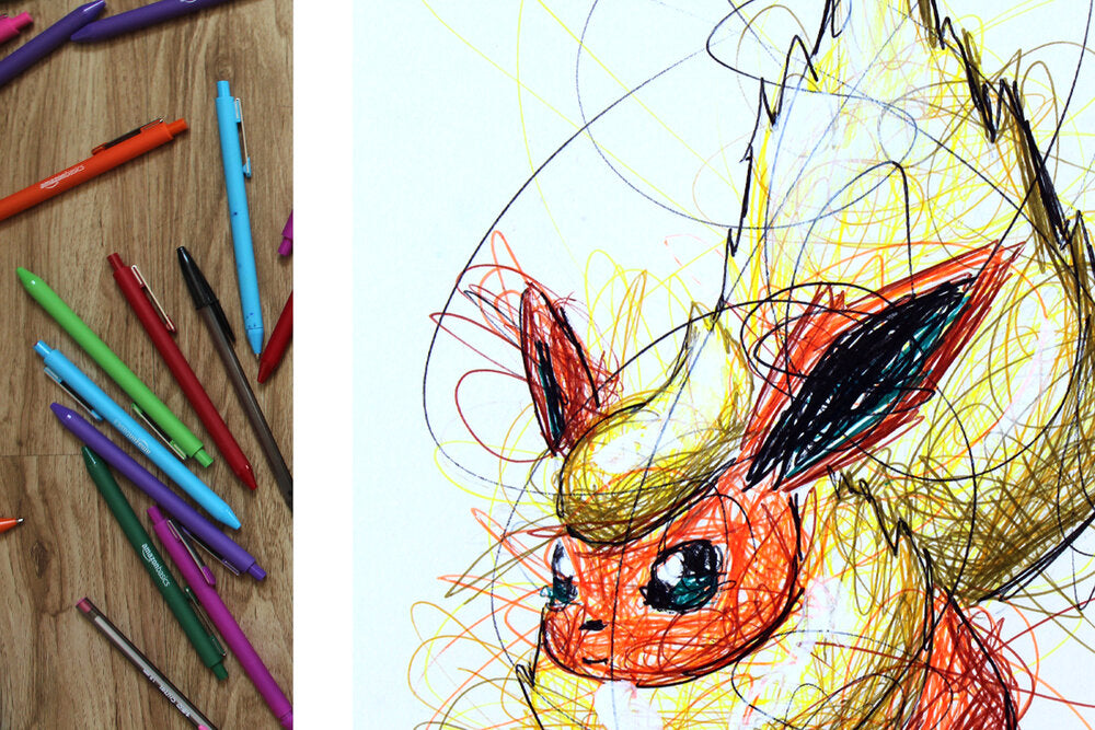 Flareon Ballpoint Pen Scribble Art Print-Cody James by Cody