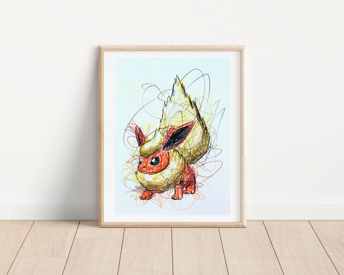 Flareon Ballpoint Pen Scribble Art Print