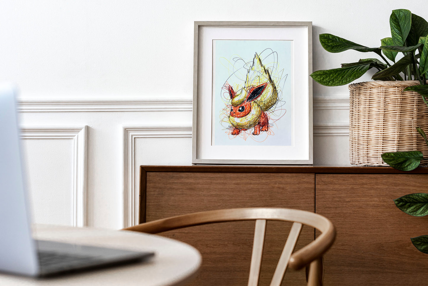 Flareon Ballpoint Pen Scribble Art Print