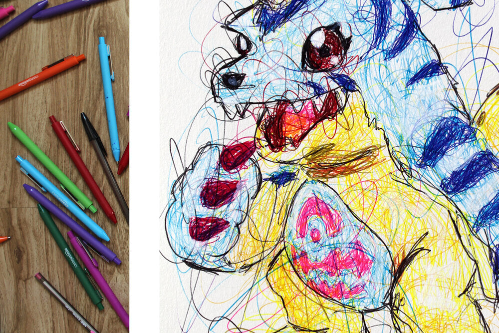 Gabumon Ballpoint Pen Scribble Art Print-Cody James by Cody