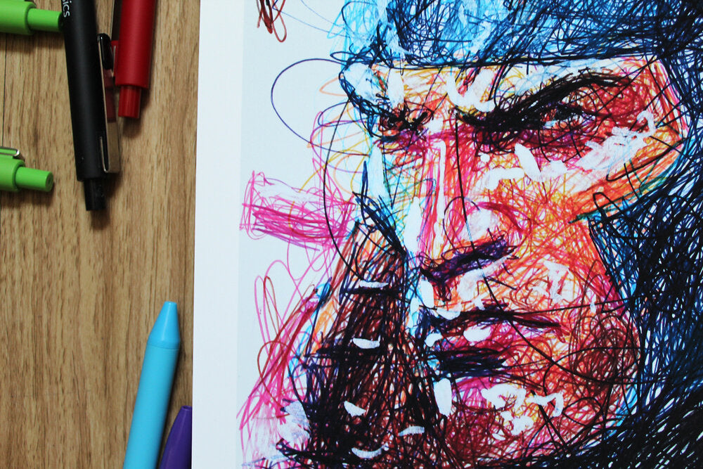 Gambit Ballpoint Pen Scribble Art Print-Cody James by Cody
