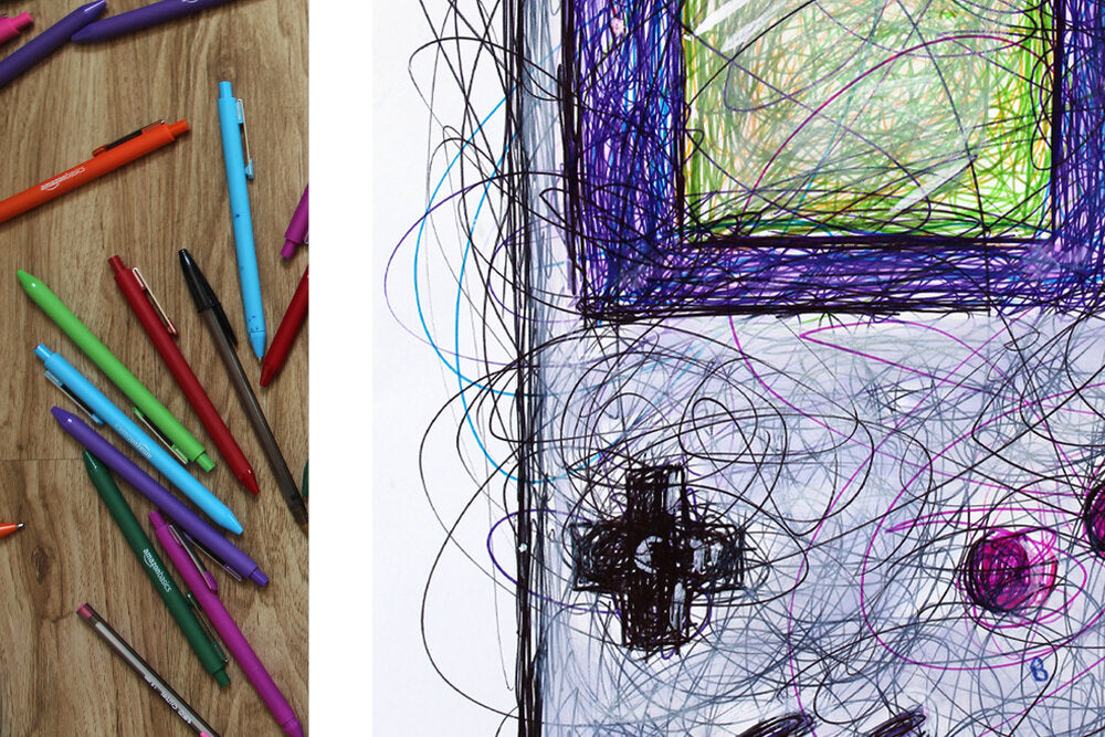 Gameboy Ballpoint Pen Scribble Art Print-Cody James by Cody