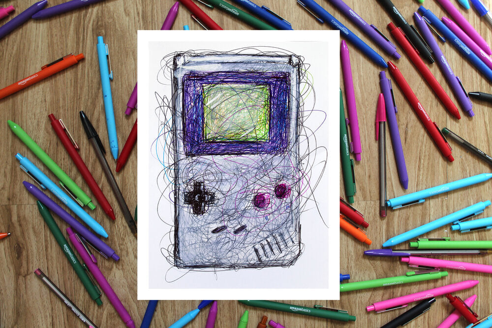 Gameboy Colored Complete Set with O.G Gameboy Ballpoint Pen Art Print Set-Cody James by Cody