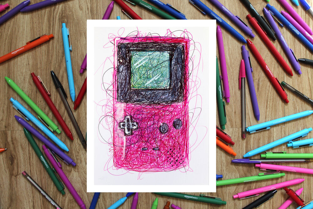 Colored Gameboys Complete Ballpoint Pen Art Print Set-Cody James by Cody