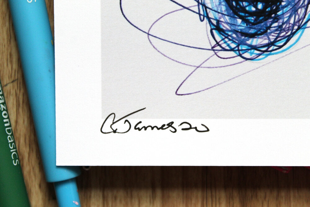Gamecube Controller Ballpoint Pen Scribble Art Print-Cody James by Cody