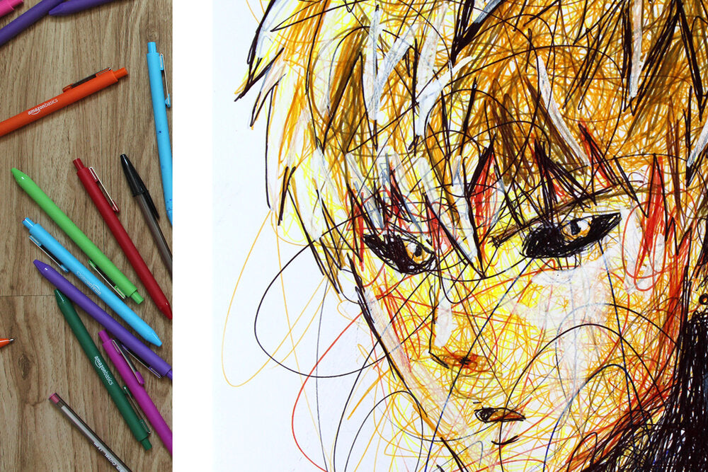 Genos Ballpoint Pen Scribble Art Print-Cody James by Cody