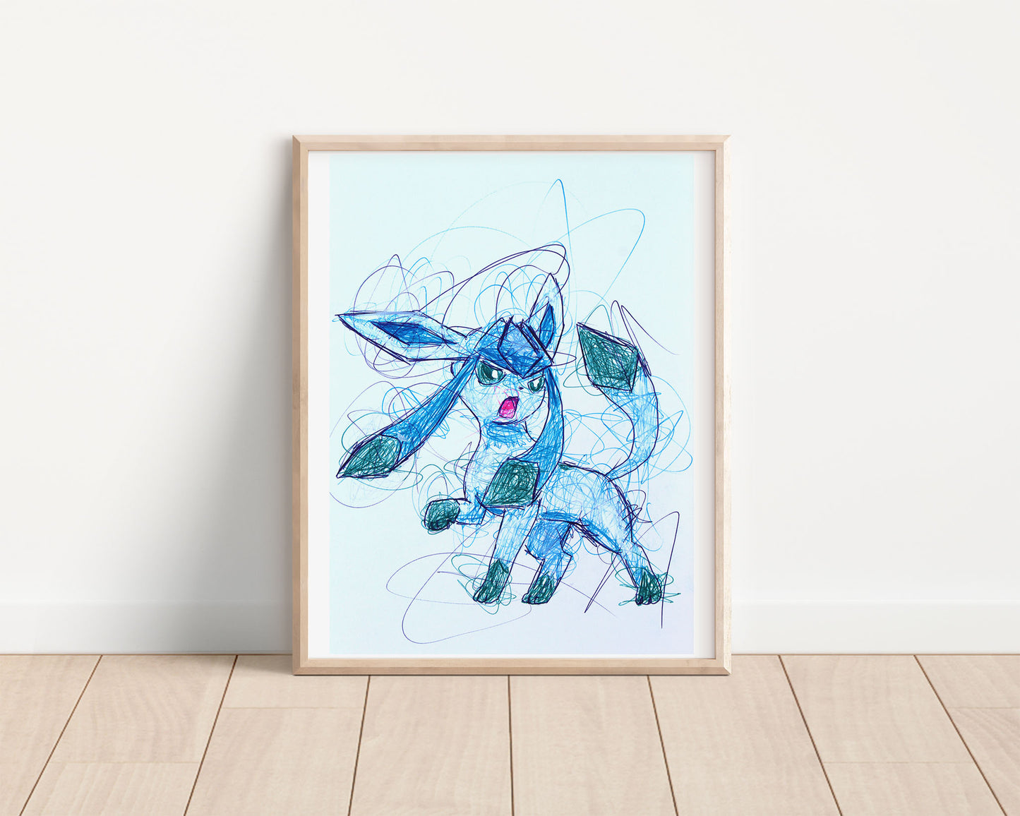 Glaceon Ballpoint Pen Scribble Art Print