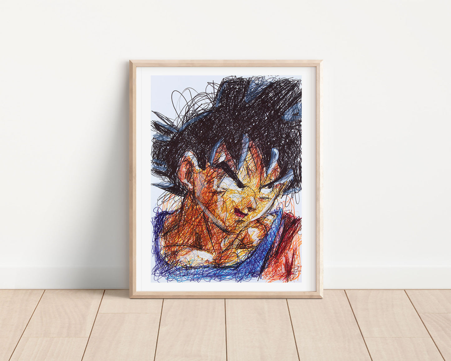 Goku Ballpoint Pen Scribble Art Print