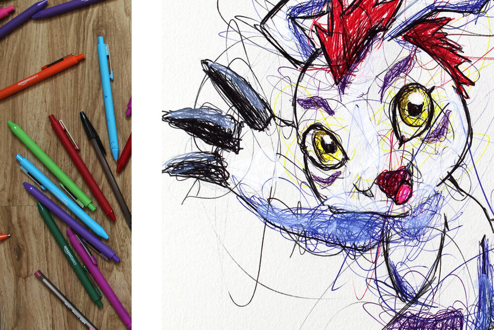 Gomamon Ballpoint Pen Scribble Art Print-Cody James by Cody