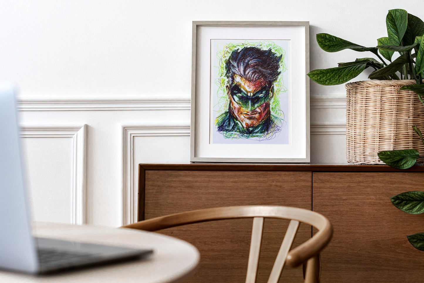 Green Lantern Ballpoint Pen Scribble Art Print