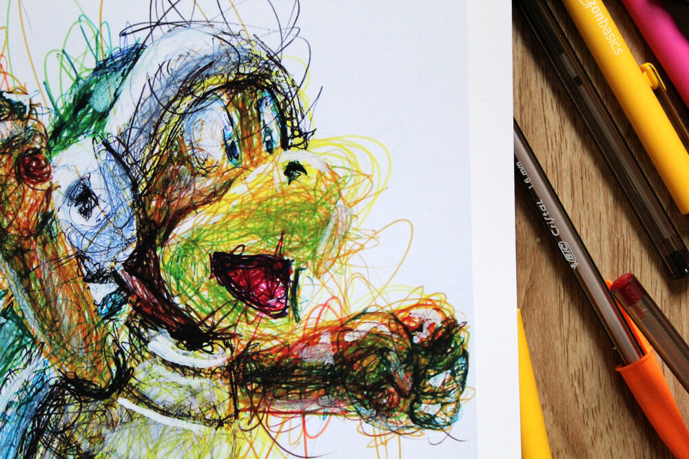 Hammer Bros Ballpoint Pen Scribble Art Print-Cody James by Cody