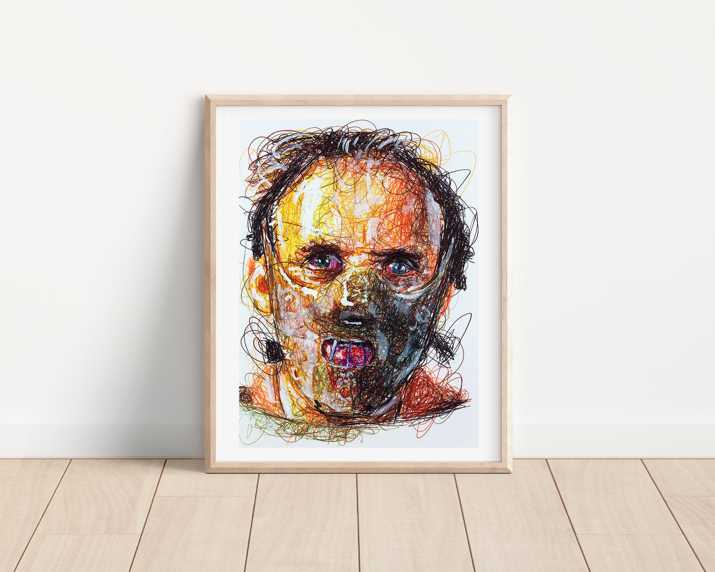 Hannibal Lector Ballpoint Pen Scribble Art Print