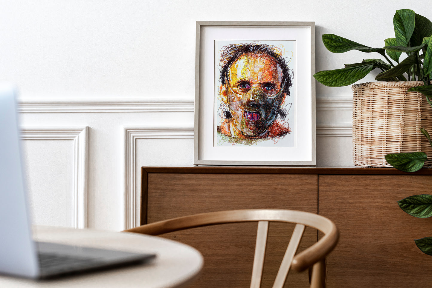 Hannibal Lector Ballpoint Pen Scribble Art Print