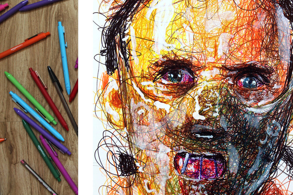 Hannibal Lector Ballpoint Pen Scribble Art Print-Cody James by Cody