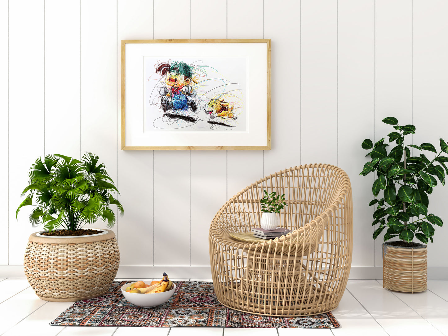Harvest Moon Ballpoint Pen Scribble Art Print