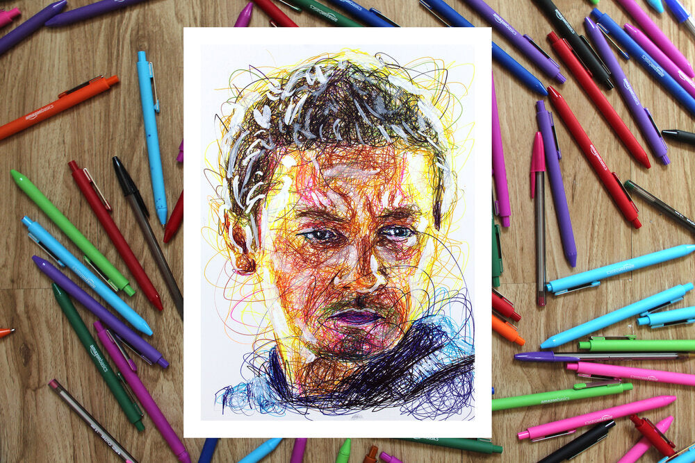 Hawkeye Ballpoint Pen Scribble Art Print-Cody James by Cody