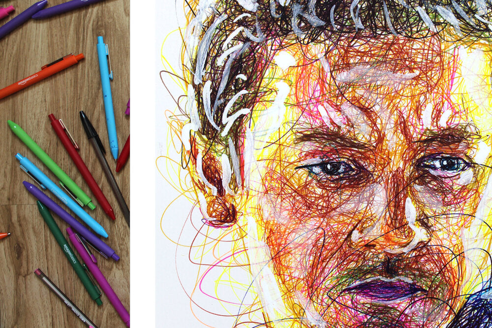 Hawkeye Ballpoint Pen Scribble Art Print-Cody James by Cody