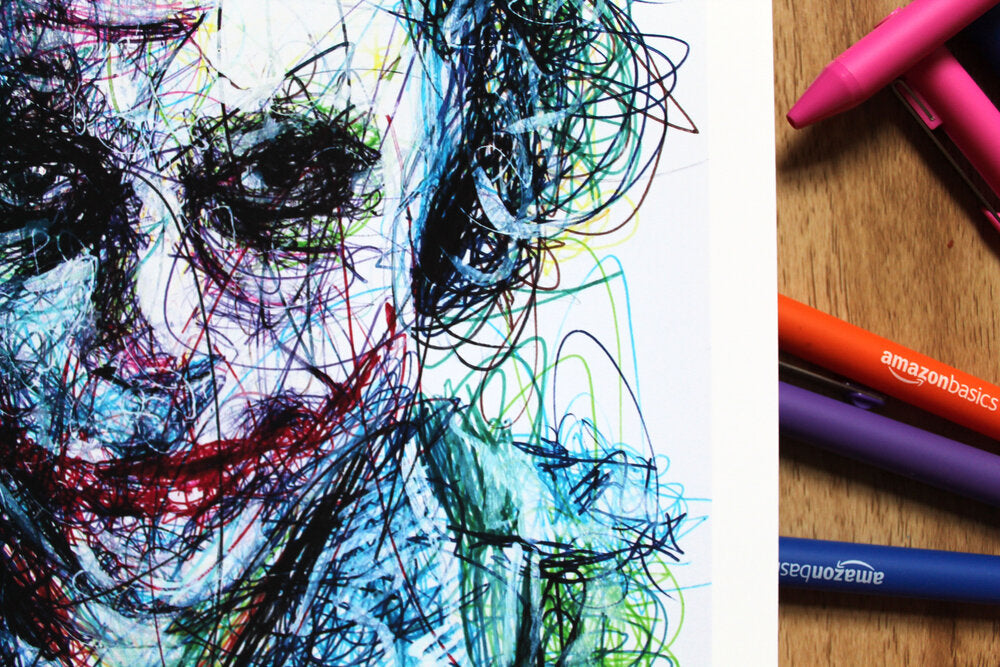 Heath Ledger Ballpoint Pen Scribble Art Print-Cody James by Cody