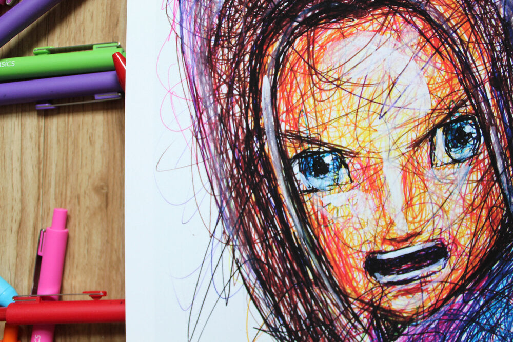 Hero Ballpoint Pen Scribble Art Print-Cody James by Cody