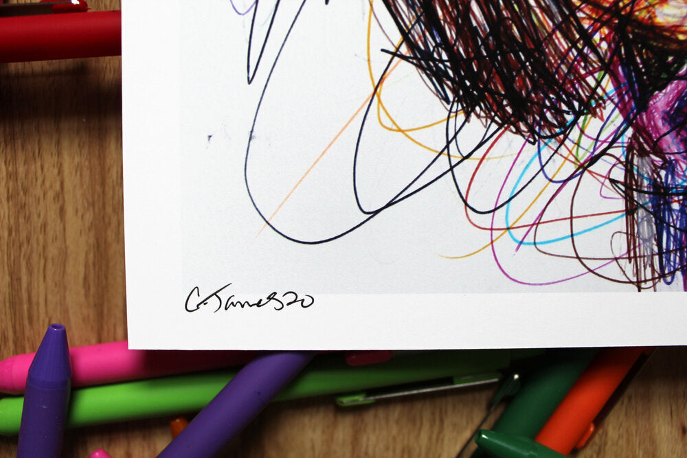 Hero Ballpoint Pen Scribble Art Print-Cody James by Cody